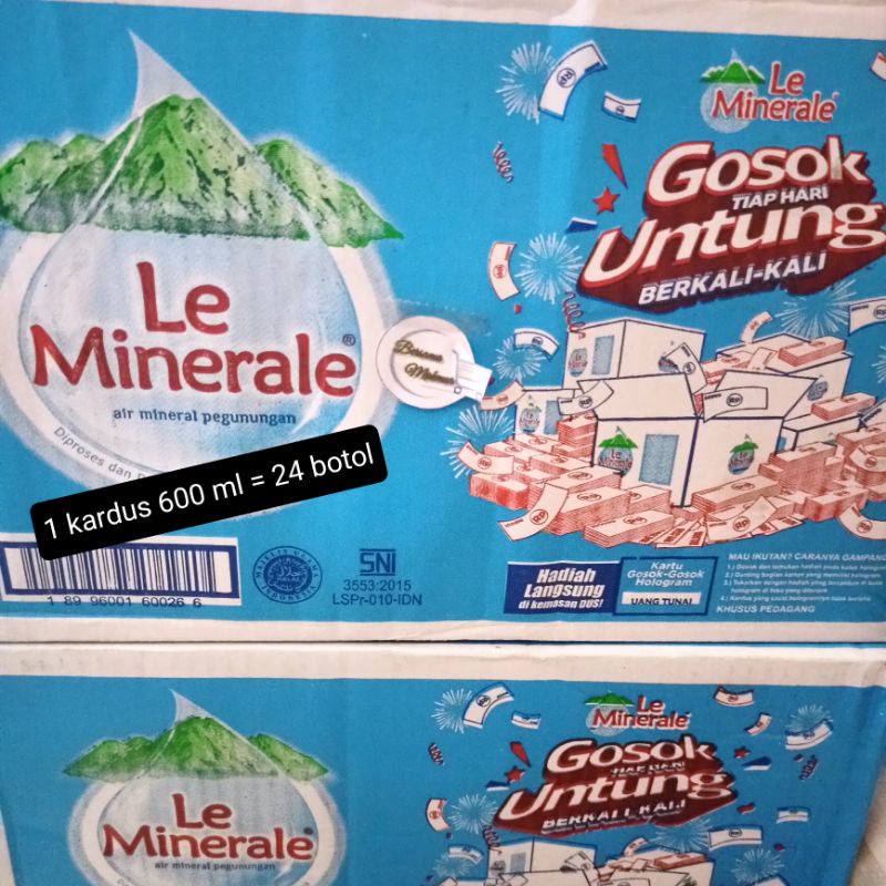 

LE MINERALE botol 600ml / 1500 ml 1 kardus air mineral