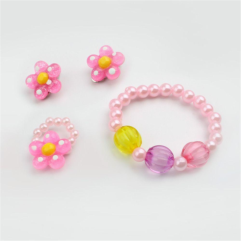 R-flower 5Pcs Set Perhiasan Gelang Bunga Mutiara Artificial Lucu