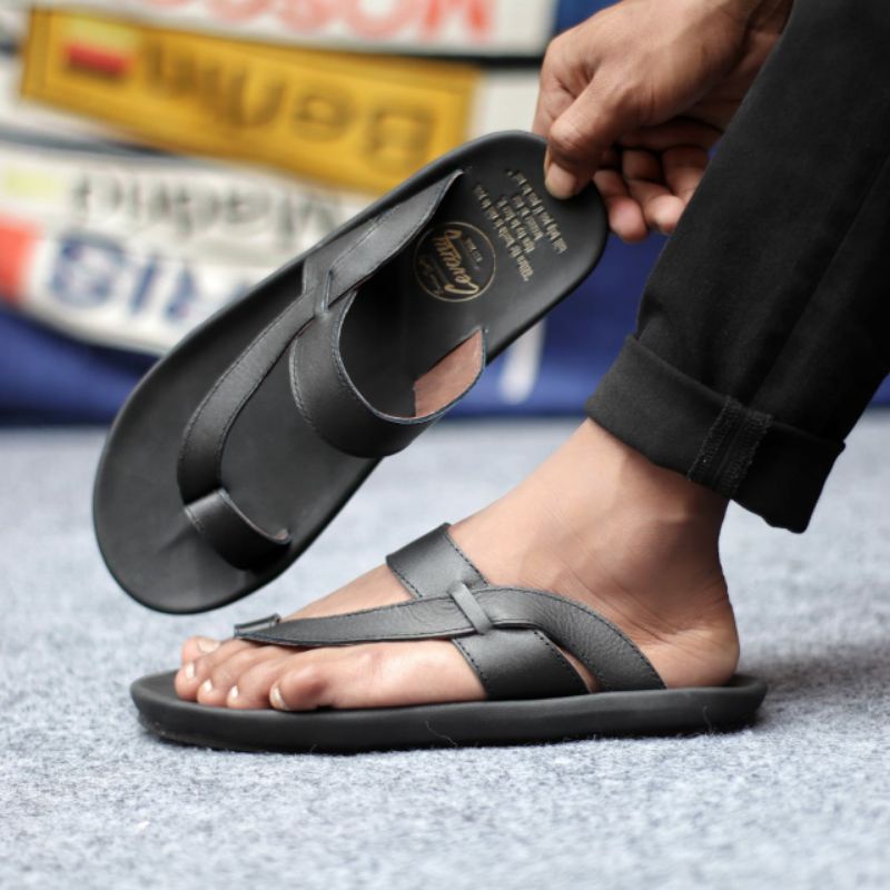 IMPULSE Sandal Kulit Pria Asli Garut Sendal Casual Main Keren Nyaman Anti Slip