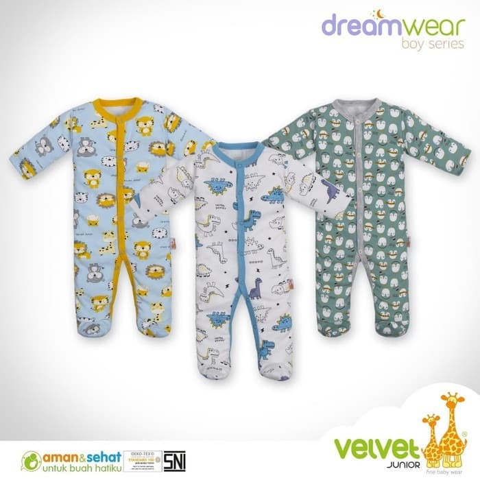 Velvet Junior Random Motif DreamWear Sleepsuit Baju Tidur Bayi - Boy