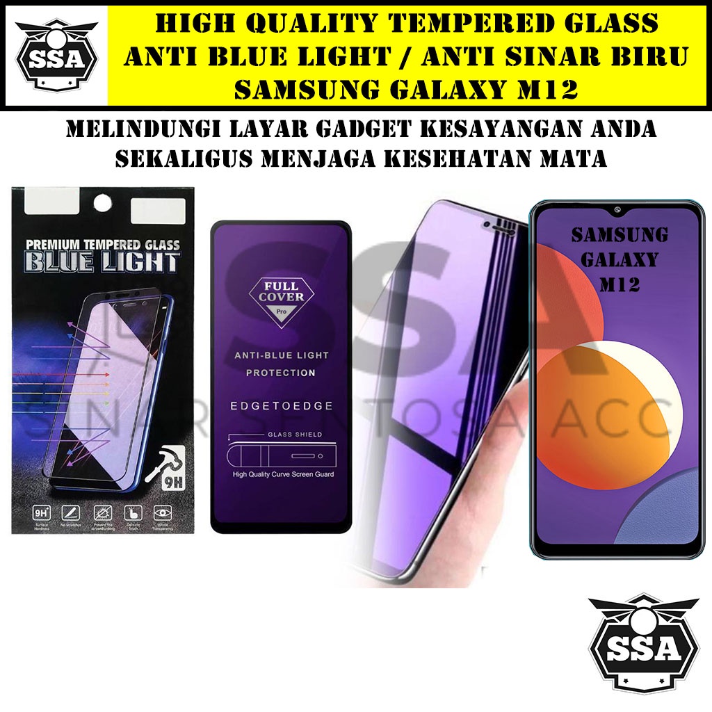 Tempered Glass Samsung Galaxy M12 Anti Blue Light Anti Sinar Biru M 12 Ori Original Hp Temper Anti Lecet Gores TG