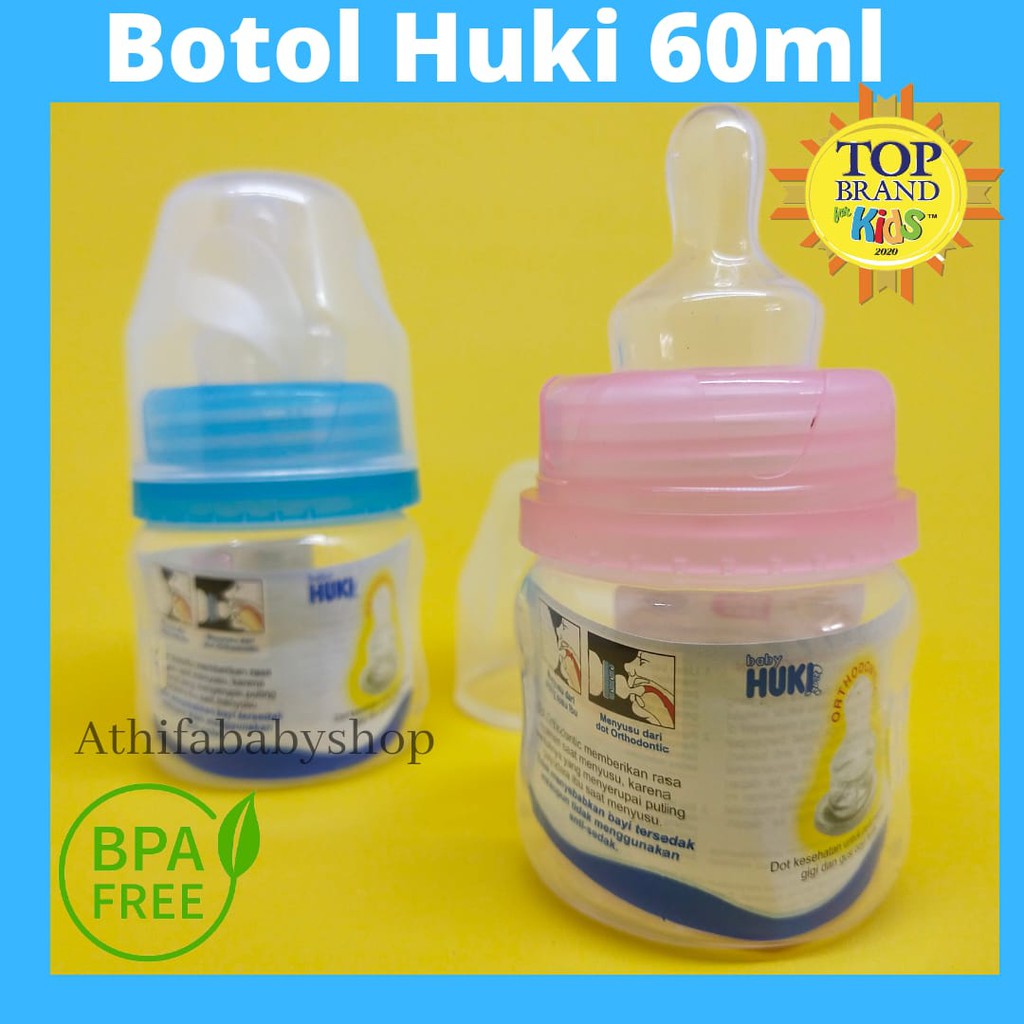 Botol Susu Dot Bayi 60ml HUKI NEWBORN Kecil Baru Lahir Dot Susu Bayi Botol ASI Perah Tempat ASIP