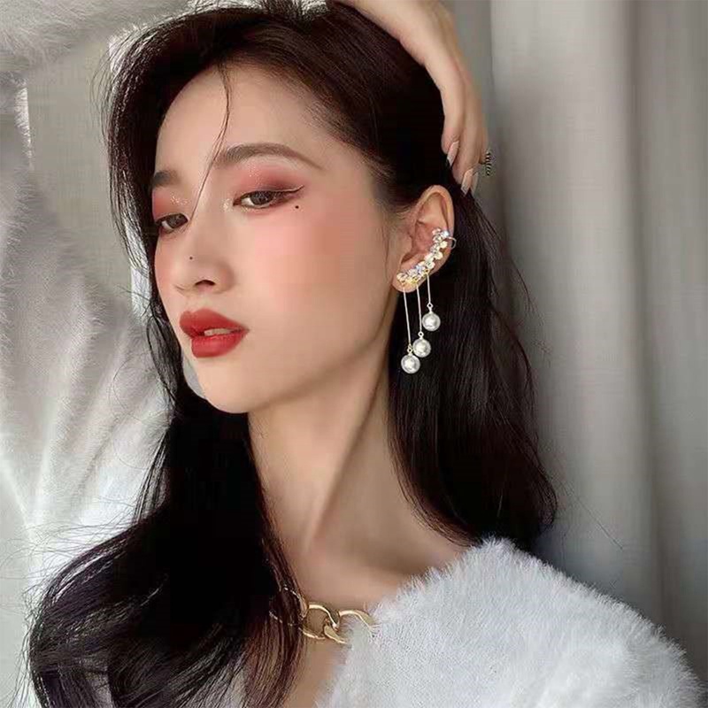 Anting Rumbai Kristal Zircon Mutiara Gaya Elegan Untuk Wanita