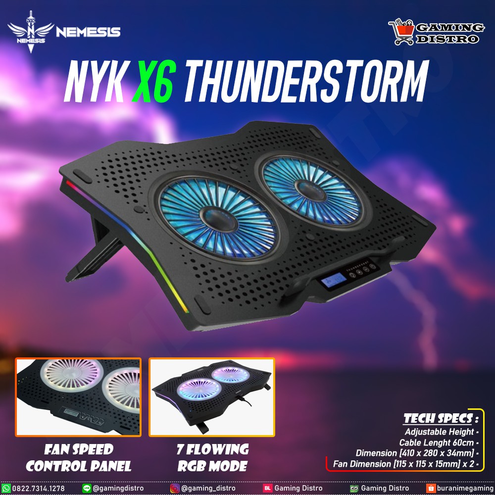 Cooling Pad NYK Nemesis Thunderstorm X6 - NYK X6 Thunderstorm RGB LED