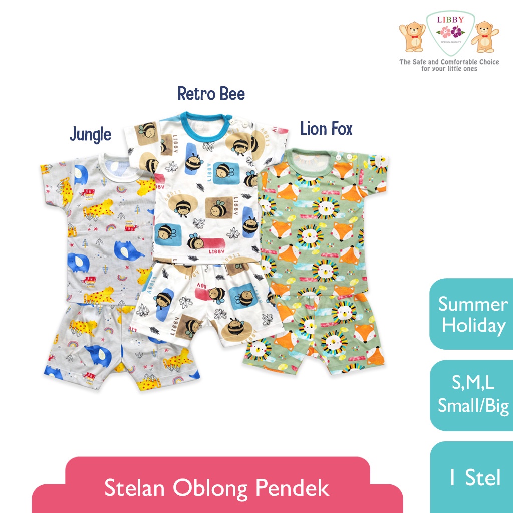 LIBBY 1 stel Stelan Oblong Pendek - Celana Pendek Motif Journey To Safari