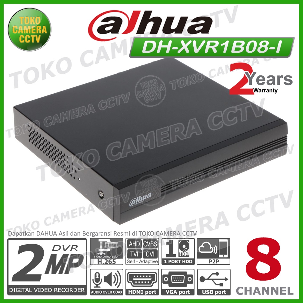 DVR DAHUA 8 CHANNEL XVR1B08-I DVR DAHUA 2MP XVR 1B08 I