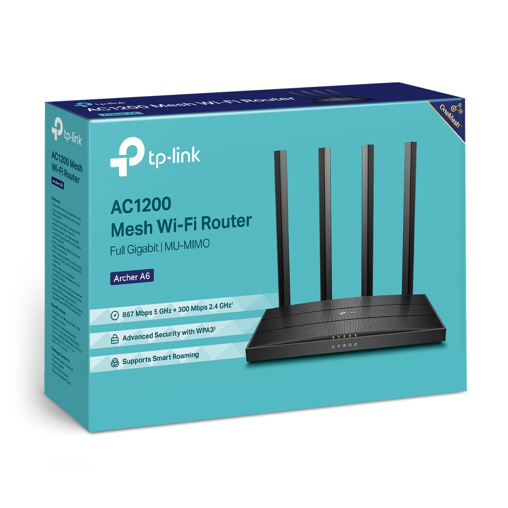 TP-Link WiFi Router Archer A6 AC1200 Wireless MU-MIMO Gigabit Router