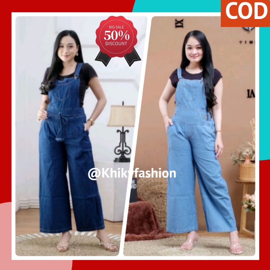 Overall Celana Jeans / Overall Kulot Wanita / Overall Jeans Wanita /Jumpsuit Jeans Wanita / Baju Kod