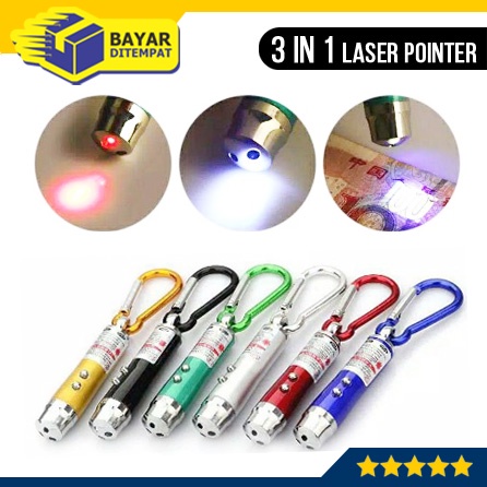 Senter Laser 3 in 1 Pointer Gantungan Kunci