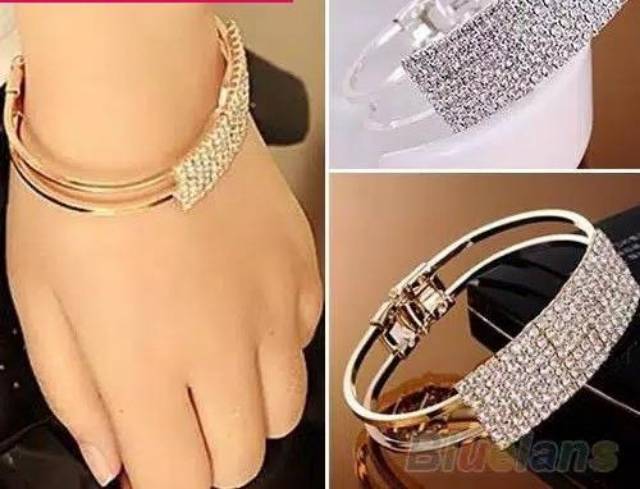 Medan Termurah kd16 Fashion Gelang Titanium Kristal Wanita