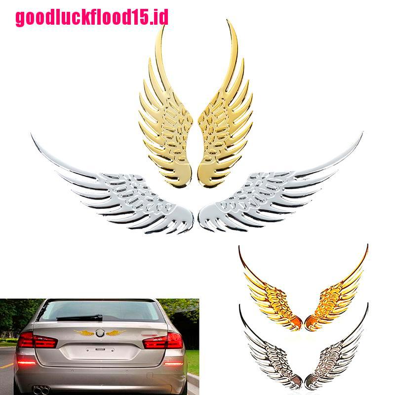 {LUCKID}1 Pair car 3D wings metal stickers car motorcycle accessories stickers