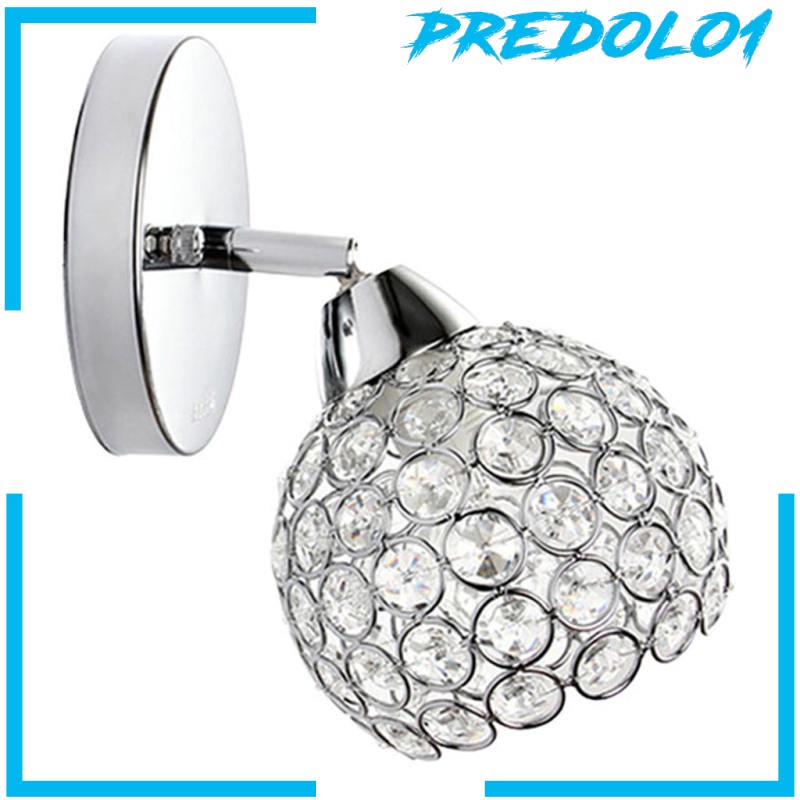 (Predolo1) Lampu Dinding Led Bahan Kaca Kristal Warna Silver Untuk Lorong / Kamar Tidur / Rumah