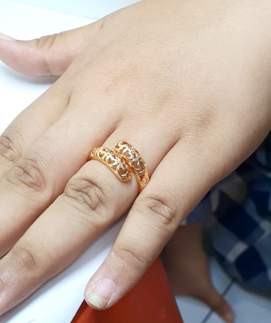 Cincin wanita lapis emas yaxiya model slimpang bisa atur ukuran