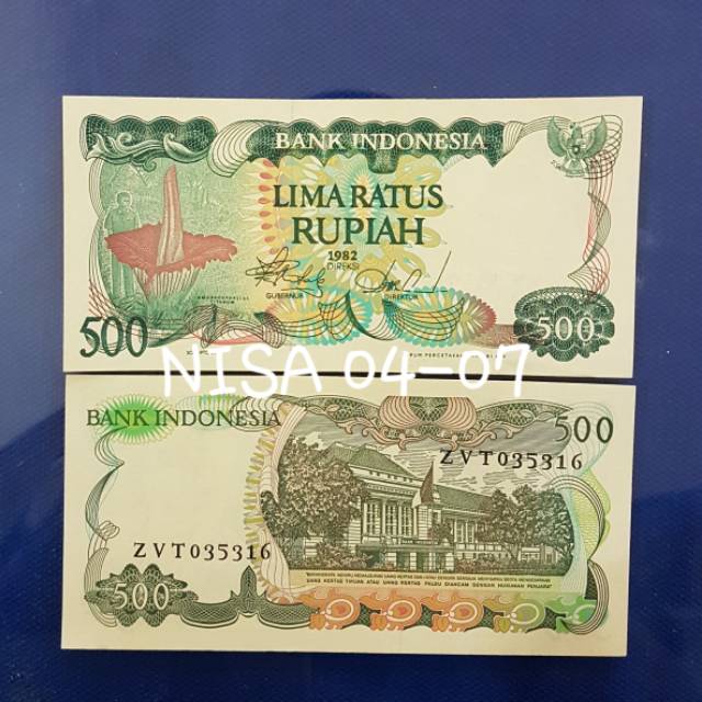 UP092 UANG KUNO 500 RUPIAH BUNGA BANGKAI TH 1982/UANGLAMA/UAMGKOLEKSI/MAHARNIKAH/HOBIKOLEKSI