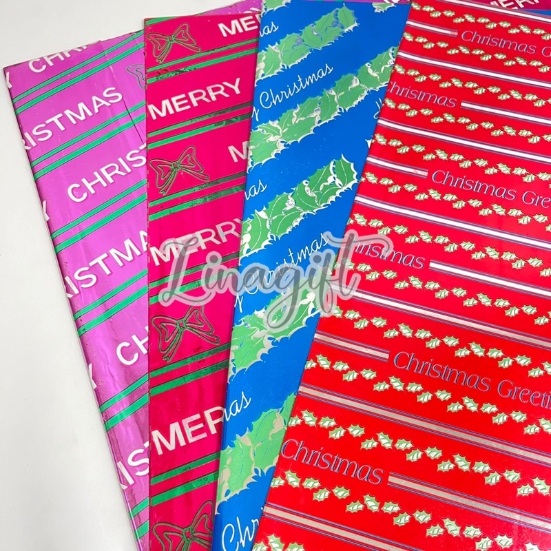

( 10 Lembar ) PLASTIC METALLIC HOLOGRAM - SHINY - OB GIFT WRAPPING METALIK / MENGKILAP NATAL