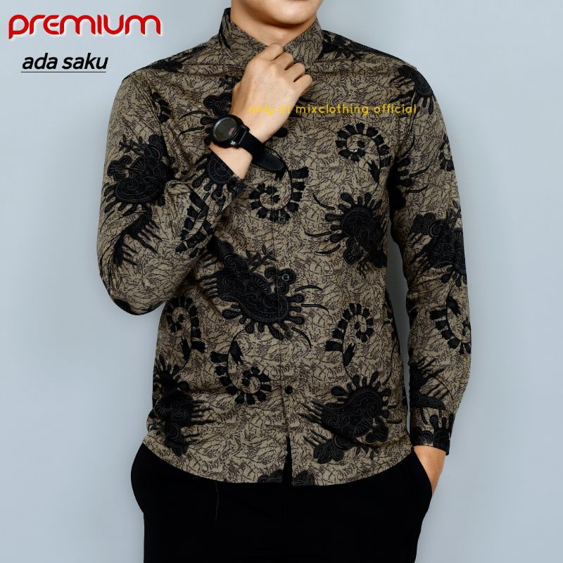 BATIK UNIK ASLI KEMEJA PRIA SLIM FIT BATIK PRIA SLIMFIT D518 MIX CLOTHING