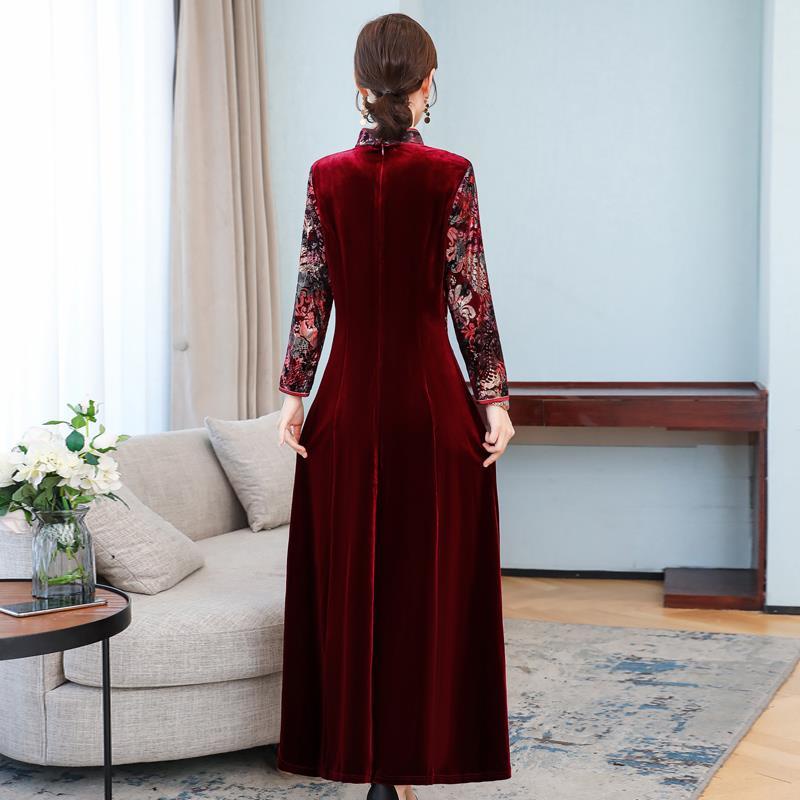 Improved cheongsam dress for women to attend the wedding mother's medium and long high-end evening d