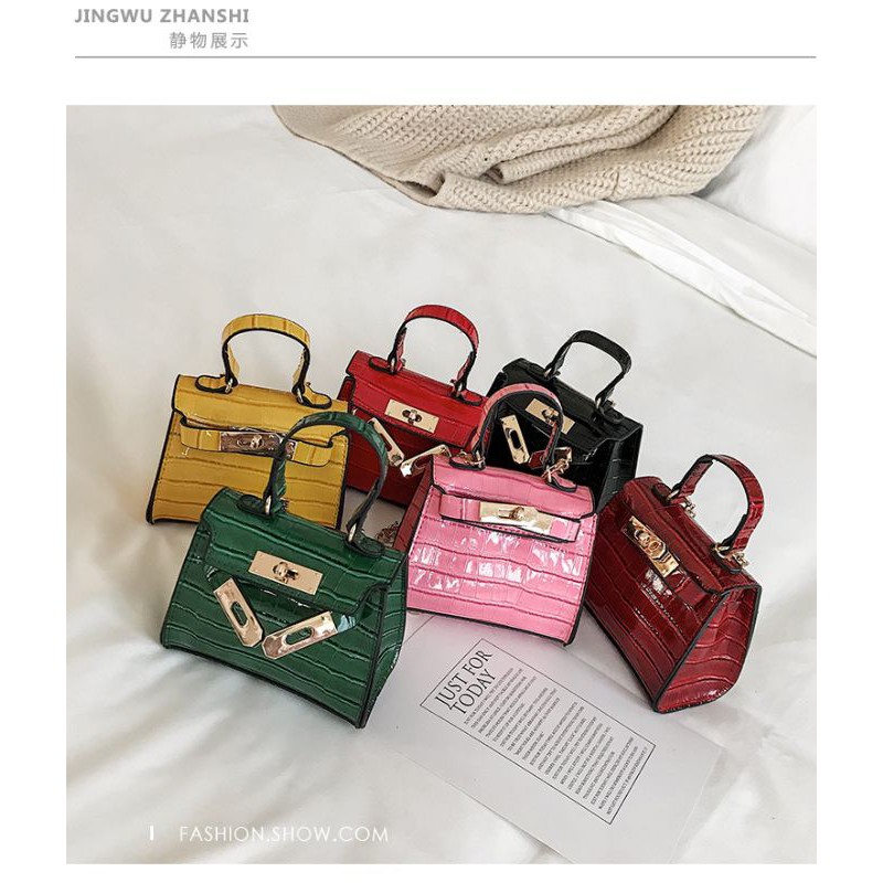 Tas anak-anak baru putri Eropa dan Amerika Kelly tas pola buaya tas persegi kecil balita tas