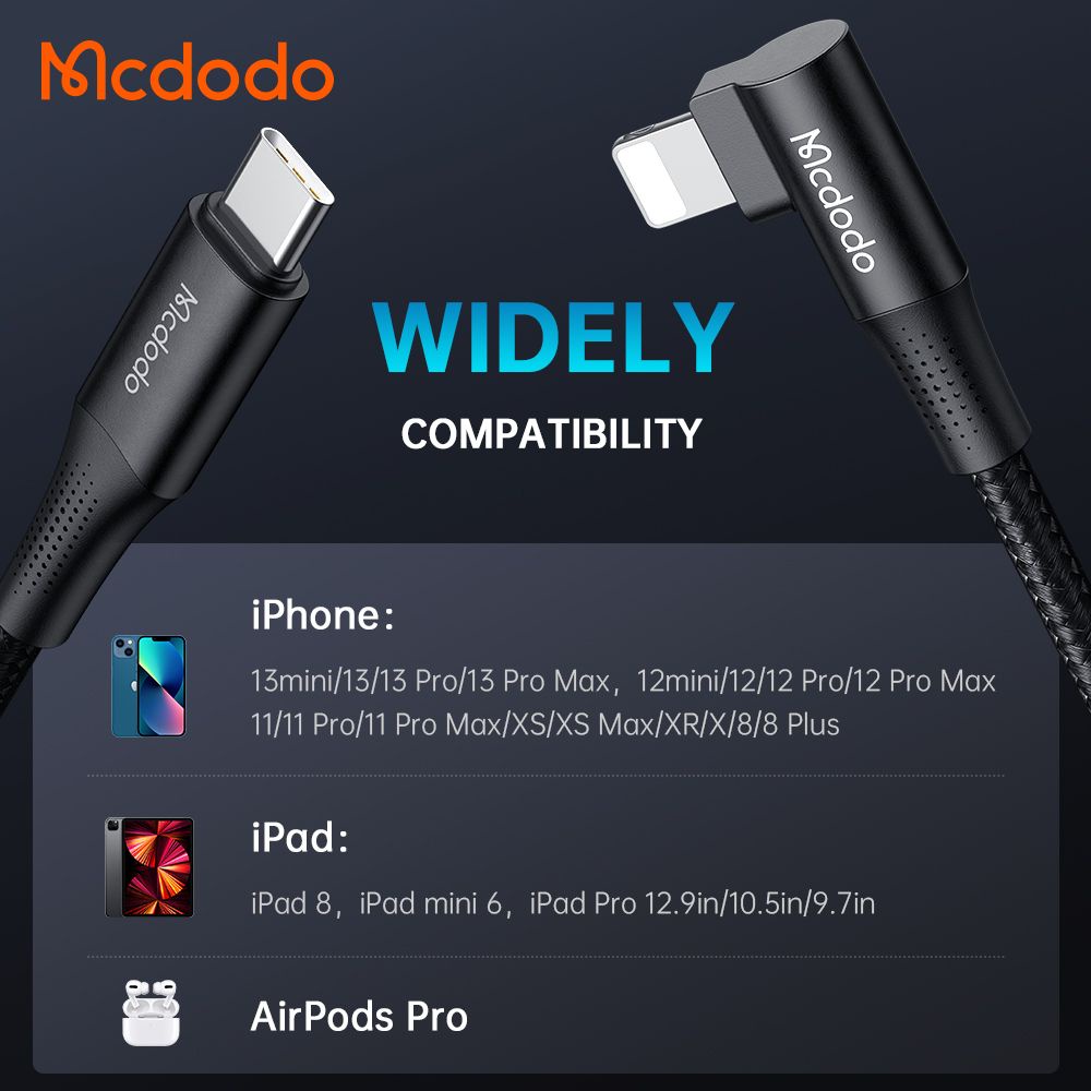 MCDODO CA-132 Kabel Charger C To Lightning iPhone 12 13 Pro Max Cable Data PD Fast Charging 36W