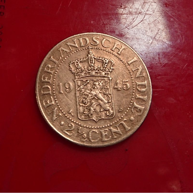 2,5 cent nederlandsch indie 1945 uang kuno benggol