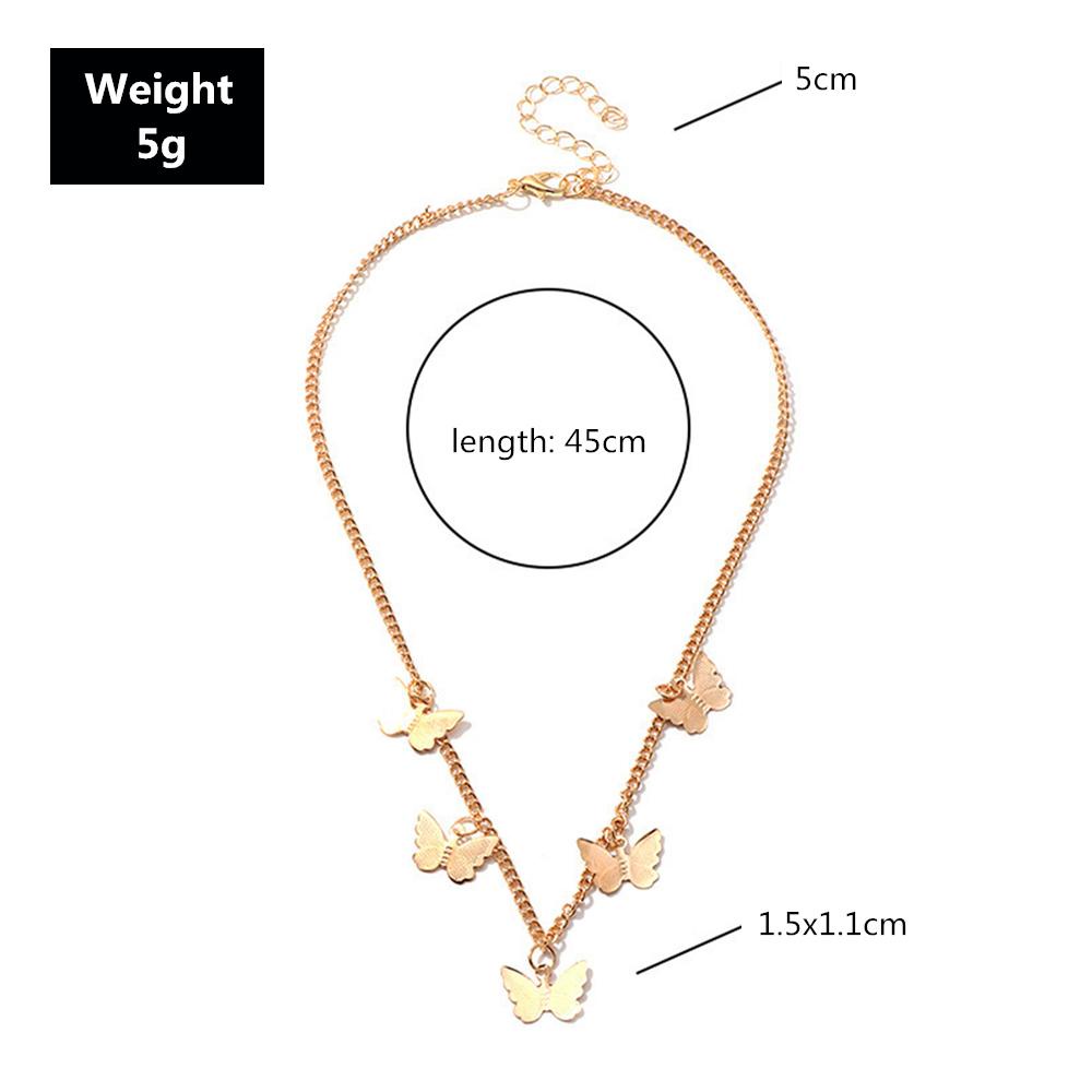 Solighter Rantai Kalung Lucu Fashion Alloy Liontin Kupu-Kupu