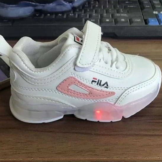 SIZE 26 -36 SHOES FILLA LED PINK / SEPATU LAMPU ANAK IMPORT UNISEX