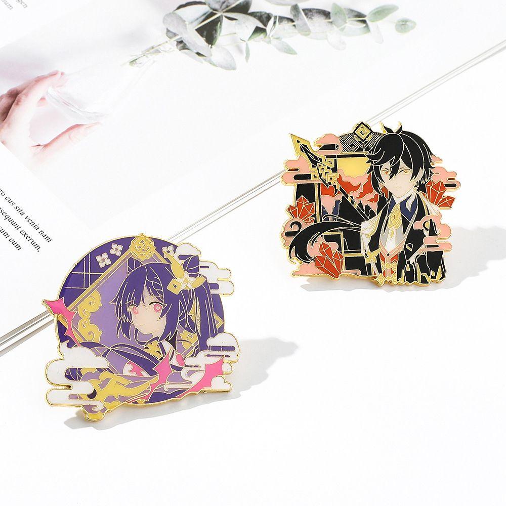 Bros LILY Genshin Impact Gesper Expose Lapel Pin Peripherals Gesper Ekspos Lencana Enamel Mata Dewa