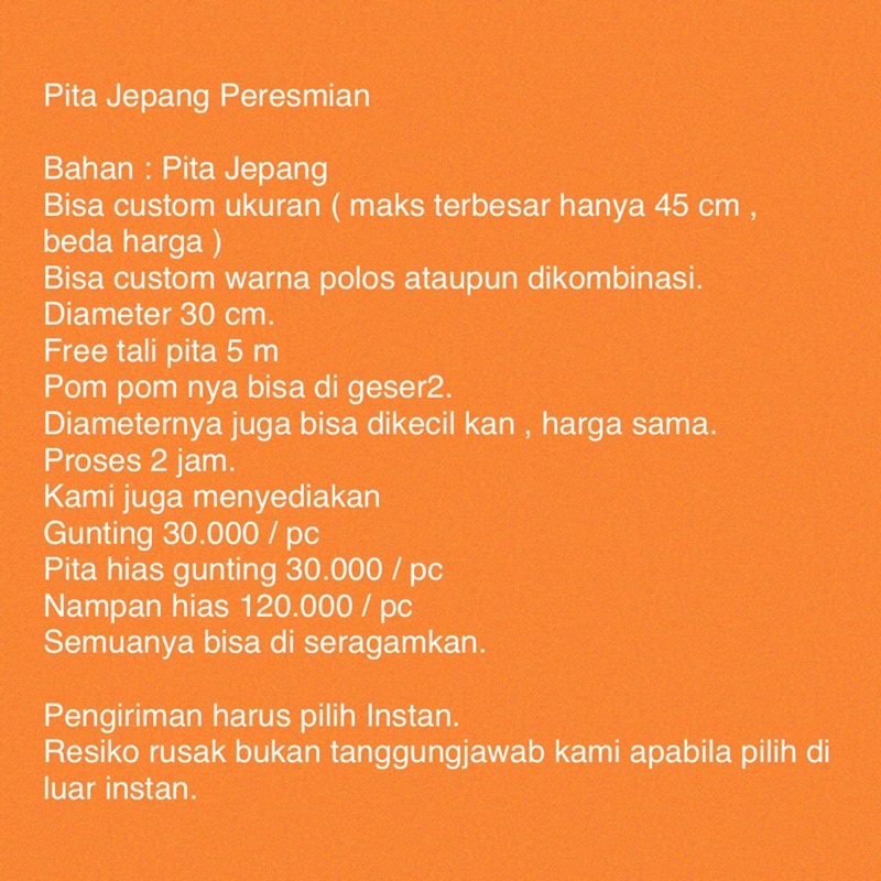 DQueen Florist Pita Jepang Peresmian Acara Grand Opening Potong Pita Gedung Kantor Custom Warna Dan Ukuran