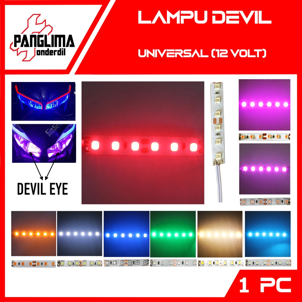 Lampu Demon Devil 3 6 Mata Variasi Alis Eyes-Eye LED-Titik Terang 12V-12 Volt-V Putih-Merah-Biru-Kuning-Hijau-Pink-Ice Blue-Orange-Ungu