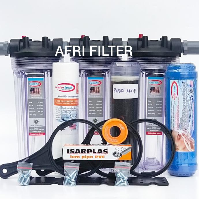 Paket Eko 3 Saringan/ Filter Air Sumur Bor (Clear 10" Drat 3/4" Spg - Hitam, Drat 1/2" Terbaru