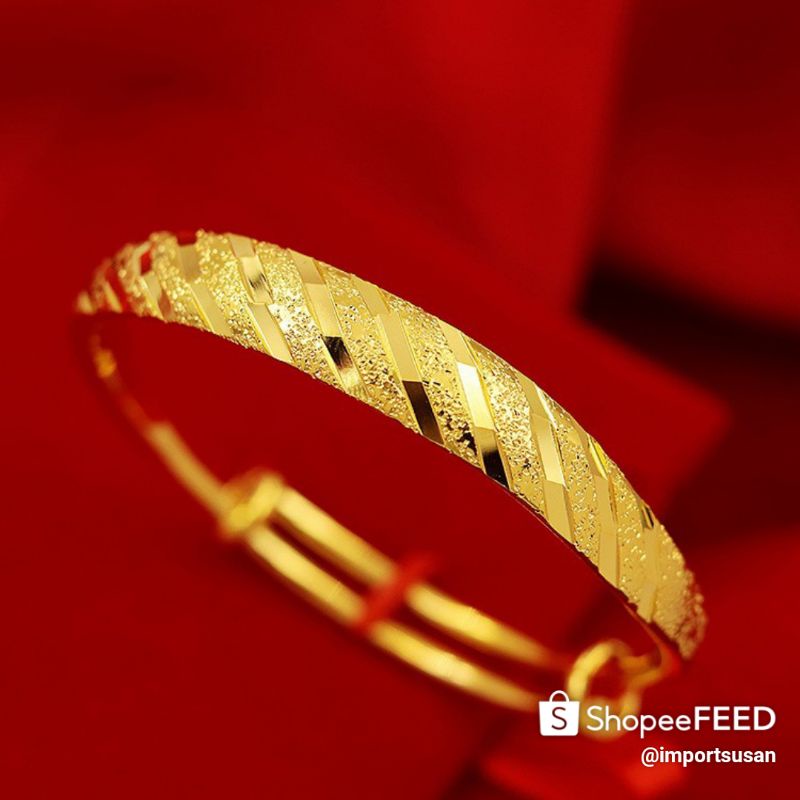 Gelang Wanita Emas Bahan Titanium Anti Karat Dan Tidak Mudah Luntur Dengan Lapis Emas 375-1