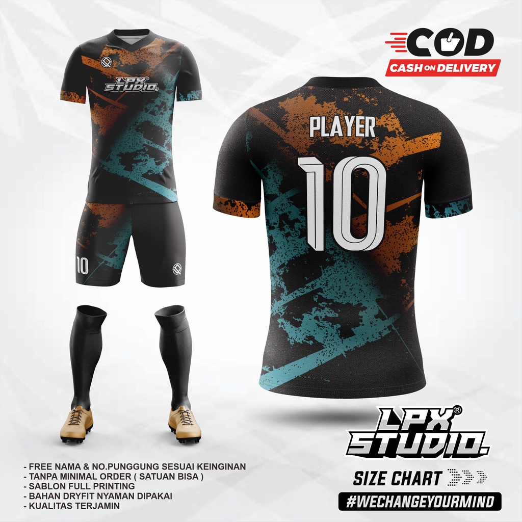 Jersey Baju Futsal Blazer Full Printing Free Custom Name Set