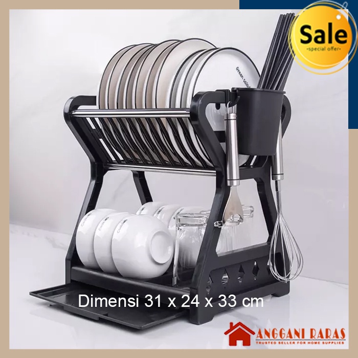 Pengering Piring Rak Piring Murah Rak Piring Gelas Cucian Dapur Wastafel Drainer Kitchen 2 Layer