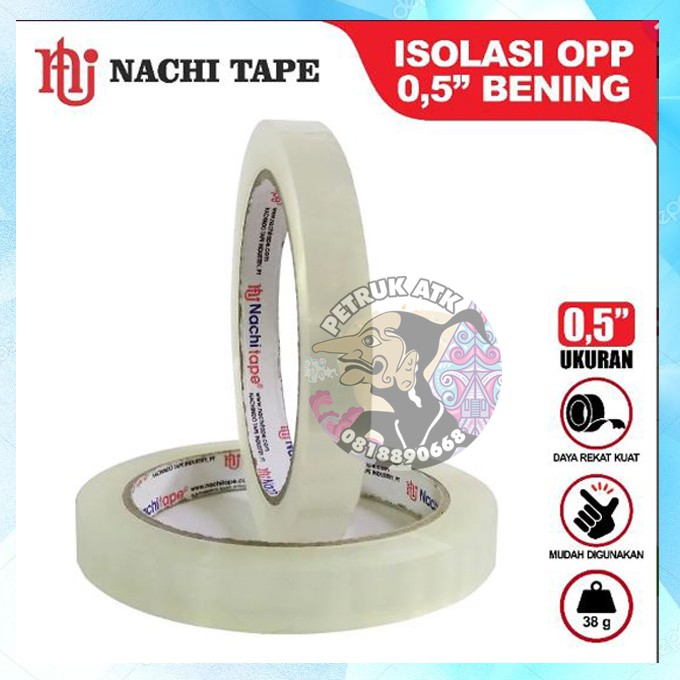 

[PCS] ISOLASI TAPE NACHI 1/2 INCH / 12 MM X 72 YARD (TANPA BUNGKUS)