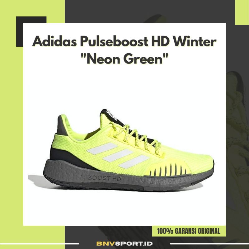 Sepatu Running Pria Adidas Pulseboost HD Winter Neon Green EF8906 Original Sneakers Sport Bisa COD