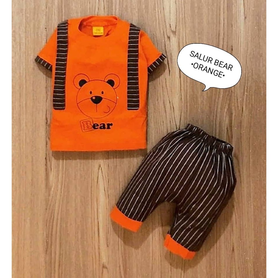 Klik Mds Setelan Baju Bayi Laki-laki 0-6 bulan Atasan Dan Celana Motif Anak Lucu Beruang / Baju bayi anak Laki - Laki