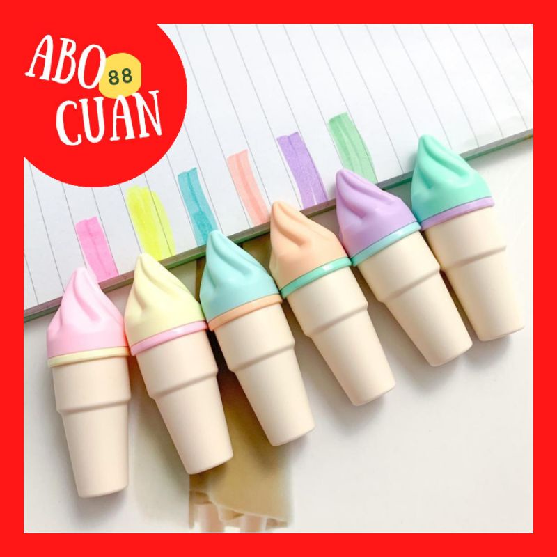 

[COD] Highlighter Set Ice Cream Cone Warna Pastel Es Krim Lucu Unik Bukan Stabilo Kado Unik Hampers Highlighter