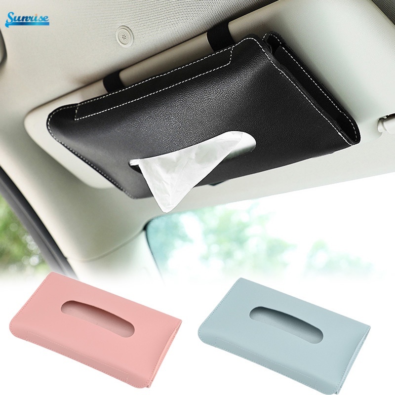 Three Colors Multifunctional Car Sunshade Tissue Bag PU Leather Storage