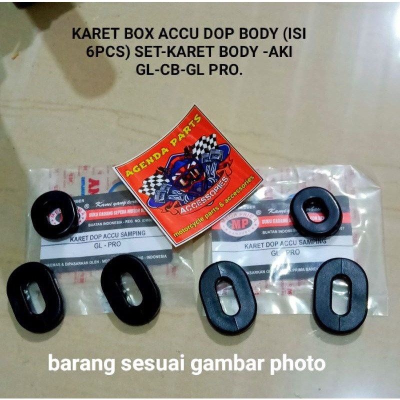 KARET BOX ACCU DOP BODY (ISI 6PCS) SET-KARET BODY -AKI GL 100-HONDA WIN 100-CB 100-GL PRO-SESUAI GAMBAR PHOTO