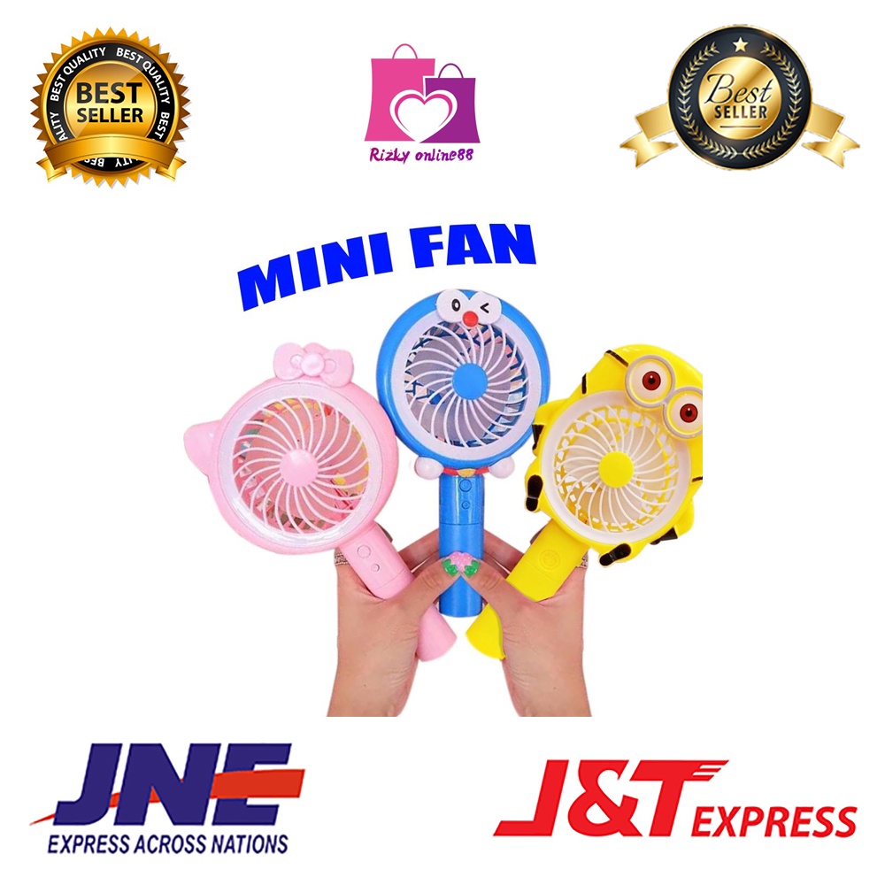 Rizkyonline88 kipas angin mini portable tangan / kipas angin karakter mini / standing mini fan V77