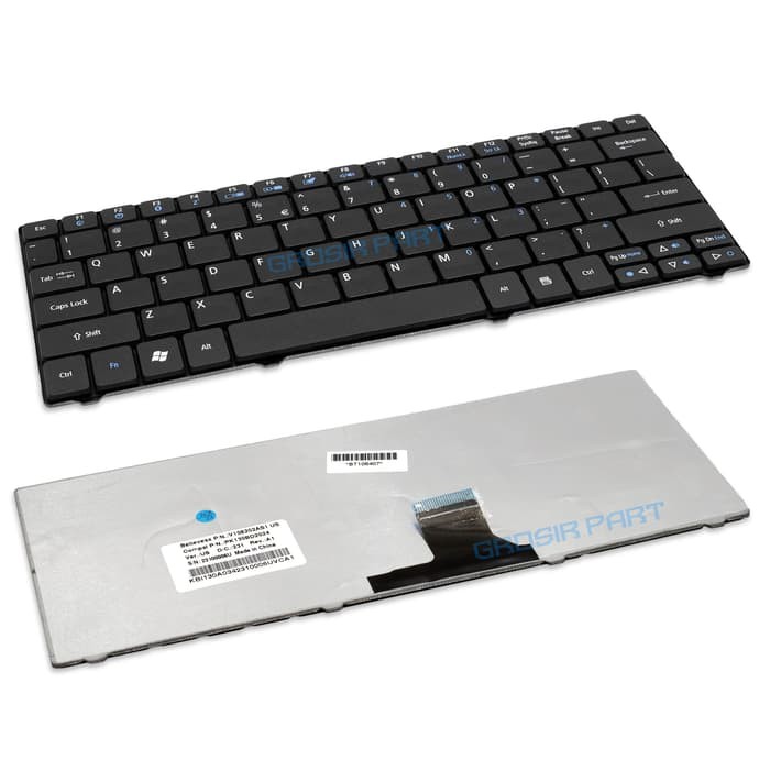 Keyboard Laptop Acer Aspire One 721, 722, 751, 752, 753, D722 hitam - 11inch