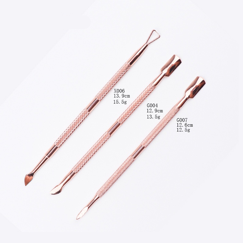 3pcs Alat Pendorong Kutikula Bahan Stainless Steel Untuk Nail Art