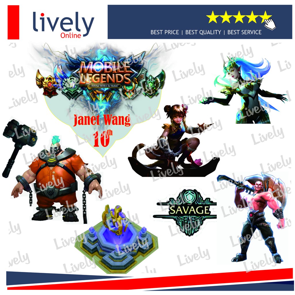 CUSTOM NAMA CAKE TOPPER KARAKTER MOBILE LEGENDS 04 HIASAN KUE HBD HAPPY BIRTHDAY