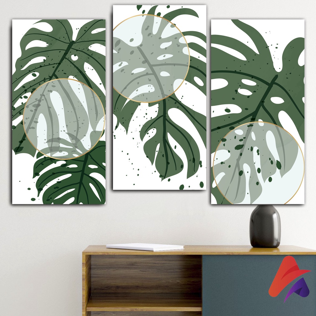 HIASAN DINDING DAUN MONSTERA WALL DECOR PAJANGAN GAMBAR KAYU DAUN MONSTERA MINIMASLIS