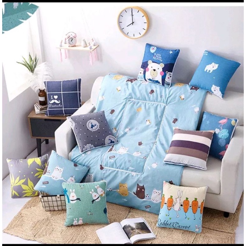 BANTAL SELIMUT KARAKTER LUCU/ BANTAL SELIMUT TRAVELING/ BANTAL SELIMUT RESLETING  150*100CM