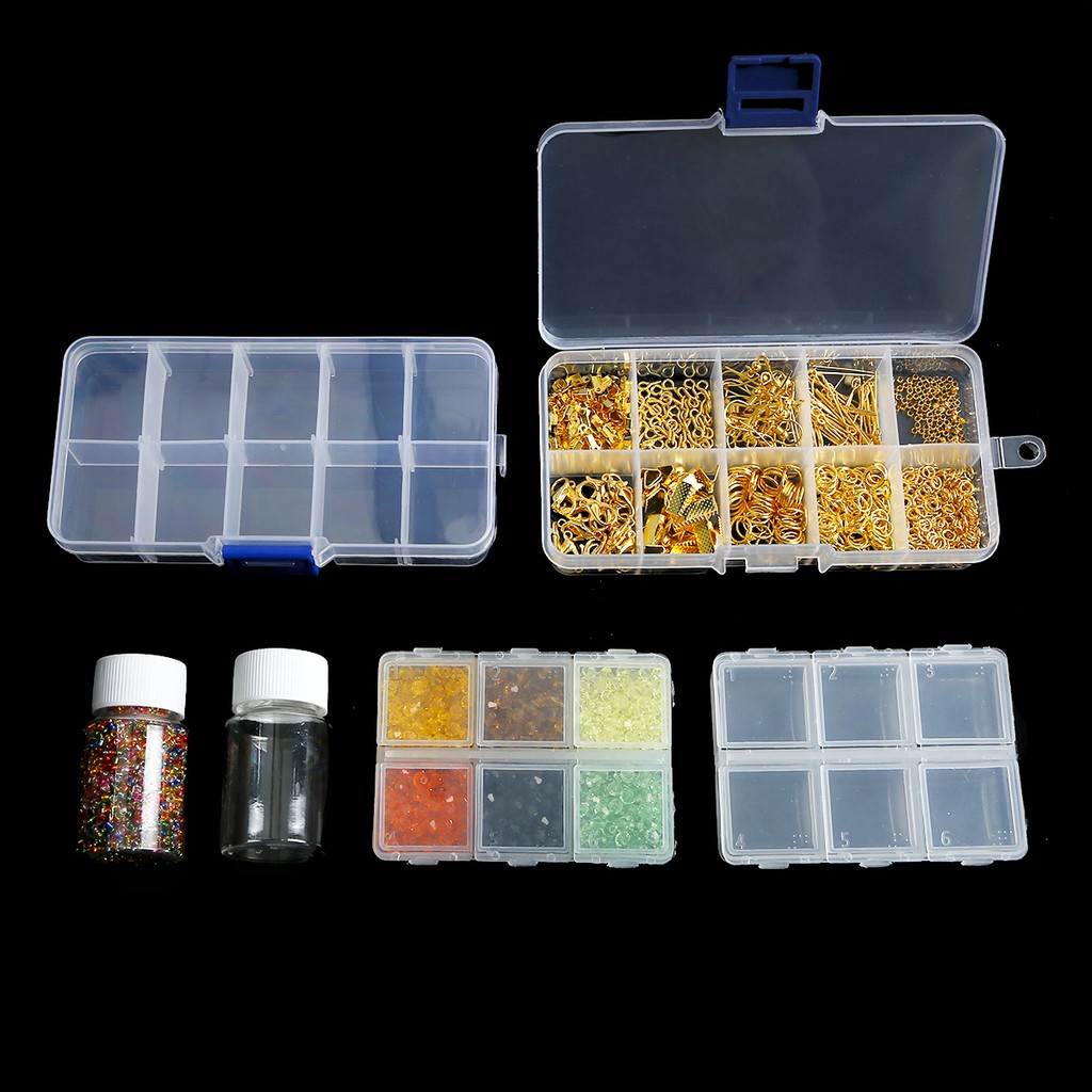 Adjustable Transparent Plastic Storage Box for Small Component Jewelry Tool Box Bead Pills Organizer Nail Art Tip Case