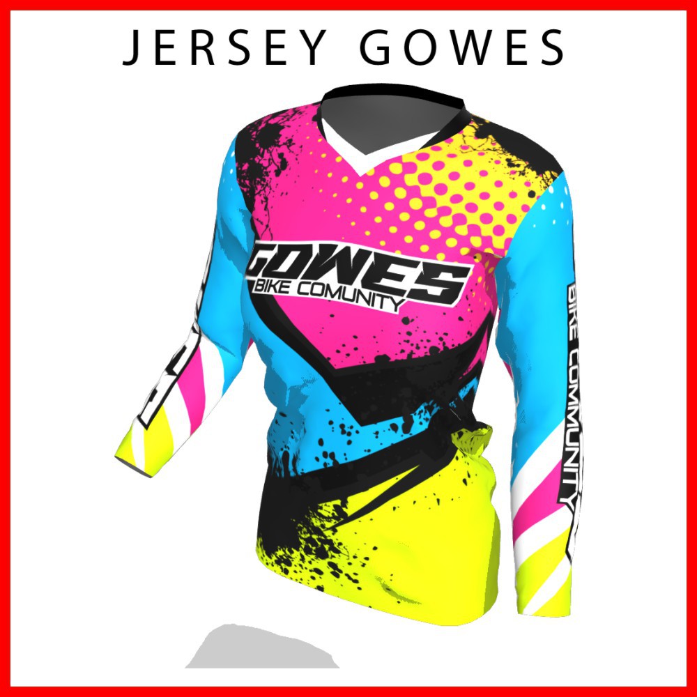 Baju Kaos Jersey Sepeda Gowes Wanita Cewek Perempuan Lengan Panjang Printing-55