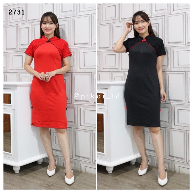 Dress cheongsam merah / dress qipao cantik / dress sincia / dress imlek murah / CNY dress merah 2701