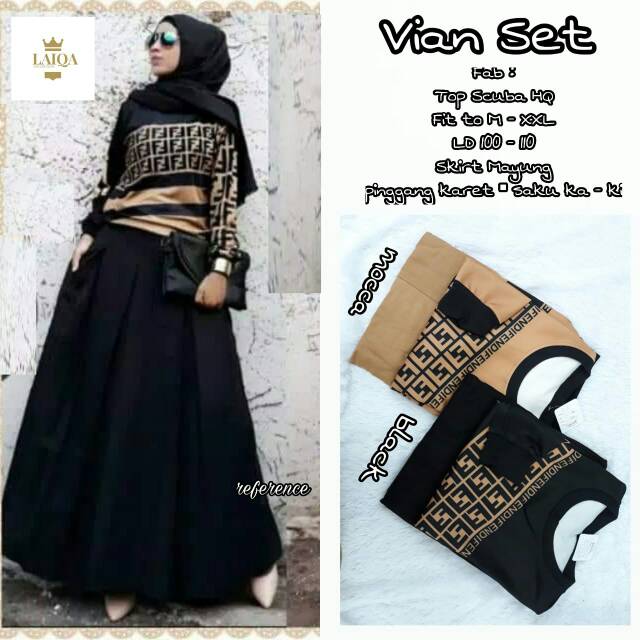 SETELAN ROK WANITA / ORIGINAL KAOS MOTIF FENDI