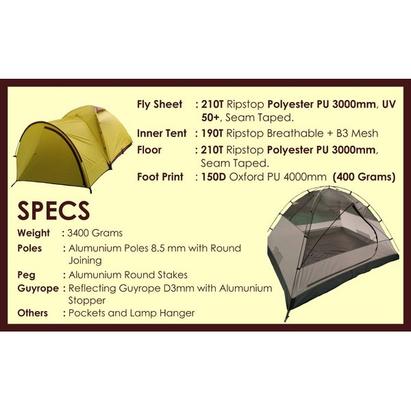 Tenda Argopuro Kap 6 Orang Bigadventure Camping Dome Outdoor Tent Alloy Original